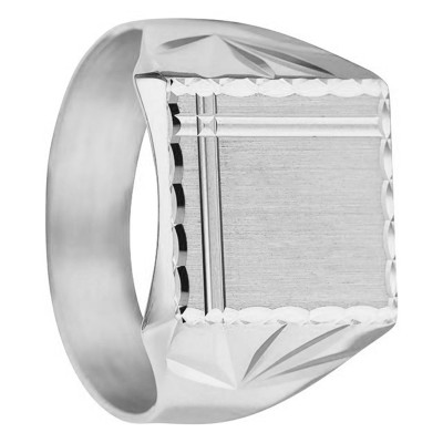 Chevalière Lapidé Plateau Brossé, Or blanc 375 - Imperium