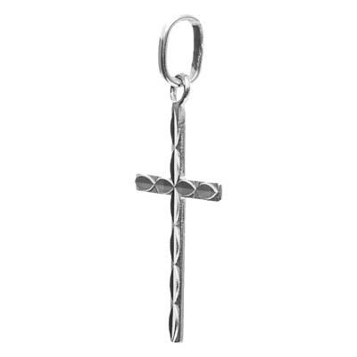 Croix cannelée, Or blanc 750, 18x12mm - Emanessence
