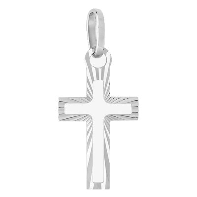 Croix ajourée, Or blanc 750, 22x10mm - Emanessence