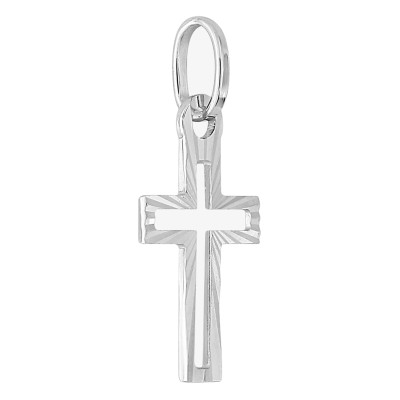 Croix ajourée, Or blanc 750, 22x10mm - Emanessence