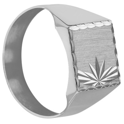 Chevalière Carrée Ciselée 11 x 11 mm, Or blanc 375 - Imperium