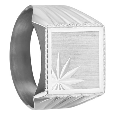 Chevalière Carrée Facettée, Or blanc 750 - Imperium