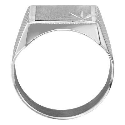 Chevalière Carrée Facettée, Or blanc 750 - Imperium