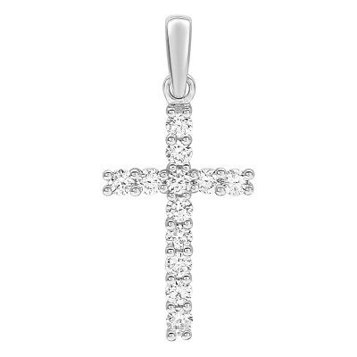 Croix diamantée, Or blanc 750 et diamants - Emanessence