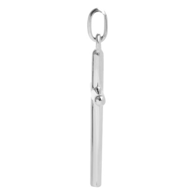 Croix fil rond, Or blanc 750, 28x13mm - Emanessence