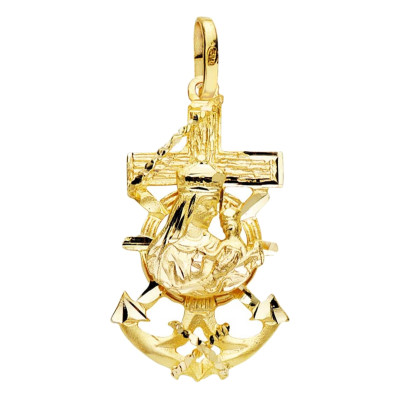 Pendentif Croix Marine, Or Jaune 375, 27x15mm - Lumiosa