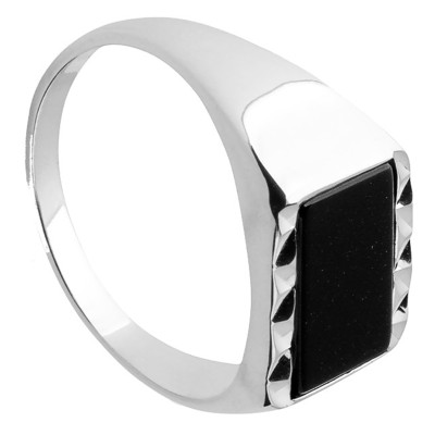 Chevalière Homme, Argent 925 & Imitation Onyx, 8x10 mm - Naïades