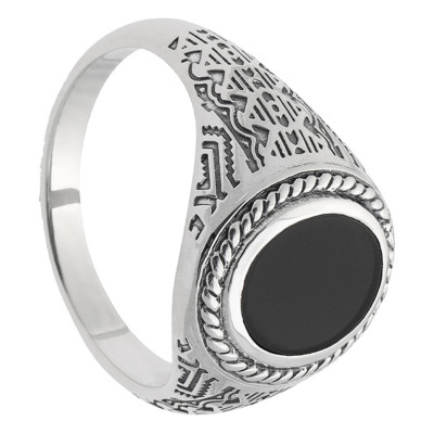 Chevalière Homme, Argent 925 & Agate - Naïades