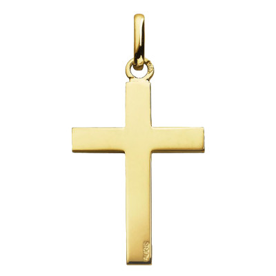 Croix Simple Fil Plat, Or Jaune 750, 22x15mm - Augis