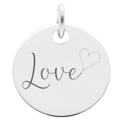 Médaille Love et Coeur, Argent 925, 19 mm - Lumiosa