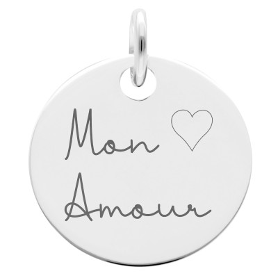 Médaille Mon Amour, Argent 925, 19 mm - Lumiosa