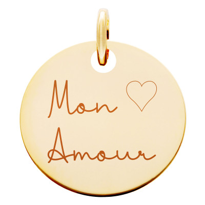 Médaille Mon Amour, Plaqué Or Jaune, 19 mm - Lumiosa