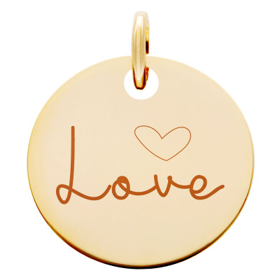 Médaille Love, Plaqué Or Jaune, 19 mm - Lumiosa