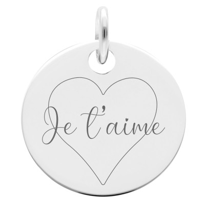 Médaille Je t'aime, Argent 925, 19 mm - Lumiosa