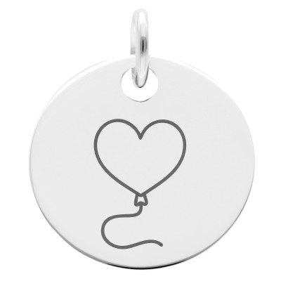 Médaille Ballon Coeur, Argent 925, 19 mm - Lumiosa