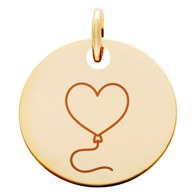 Médaille Ballon Coeur, Plaqué Or Jaune, 19 mm - Lumiosa