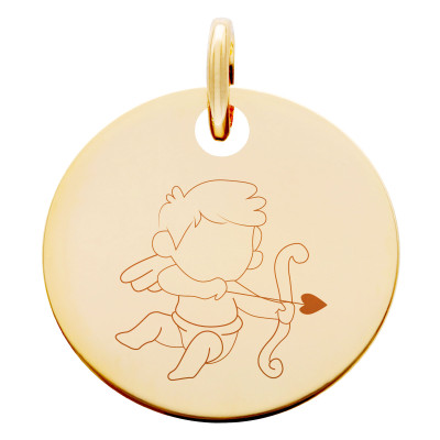 Médaille Angelot, Plaqué Or Jaune, 19 mm - Lumiosa