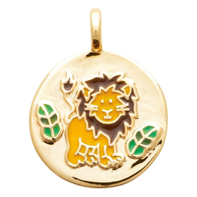 Médaille Lion, Plaqué Or Jaune 3 microns, 15mm - Bambins