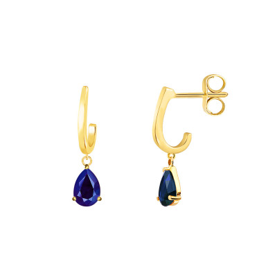 Boucles d'oreilles Pendantes, Or jaune & Saphir bleu - Aurora