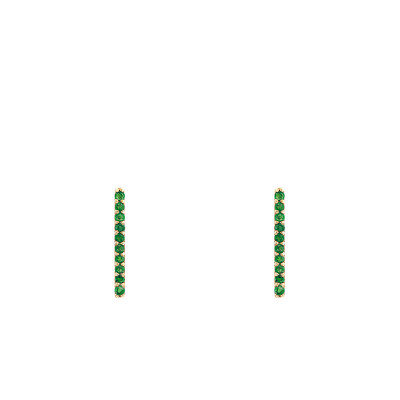 Boucles d'Oreilles Barrettes, Or Jaune & Emeraudes - Aurora