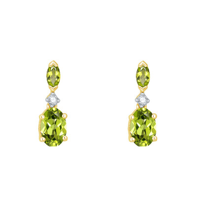 Boucles d'oreilles Péridot, Diamants & Or Jaune - Aurora