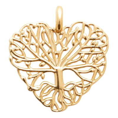 Pendentif Arbre de vie, Plaqué Or 750, 15mm - Emanessence