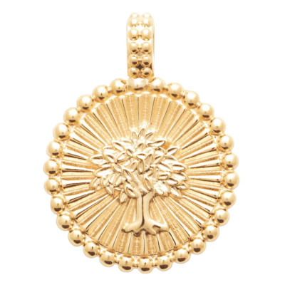 Pendentif Arbre de vie, Plaqué Or 750, 18mm - Emanessence