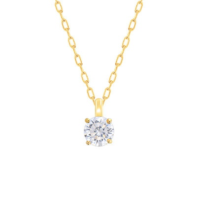 Collier Diamant Solitaire HSI, Or jaune 750 - Demetra