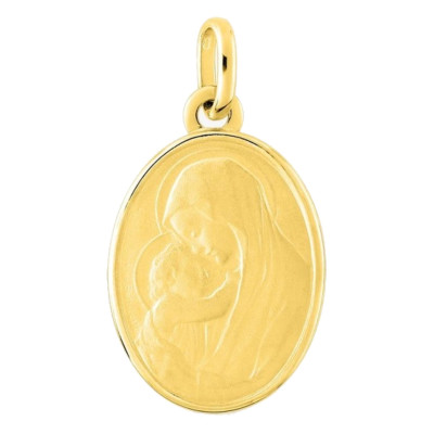 Médaille Vierge à l'Enfant, Or jaune, 15x19mm - Emanessence