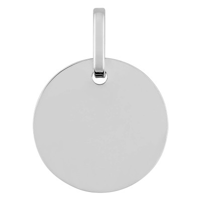 Médaille ronde personnalisable, Or blanc, 16mm - Emanessence