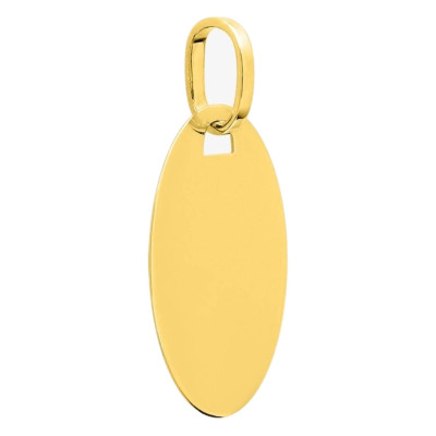 Médaille Plaque ovale à graver, Or jaune, 11,50x15mm - Emanessence