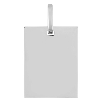Pendentif Plaque rectangle à graver, Or blanc, 19x14mm - Emanessence