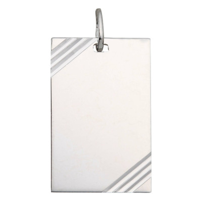 Pendentif Plaque Rectangle, Argent - Emanessence