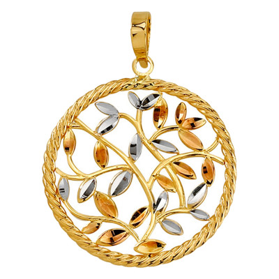 Pendentif Arbre de Vie, Or jaune 750 & Zircons - Rosatella