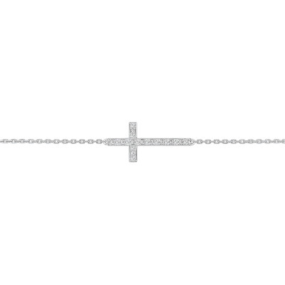 Bracelet Croix Or blanc 750 & Diamants - Joelli