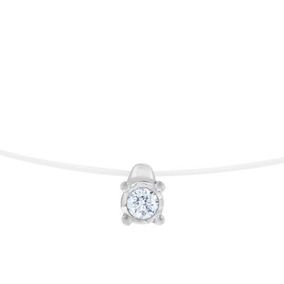 Collier fil nylon, Diamant H P1 (serti griffes) Or blanc 750 - Joelli