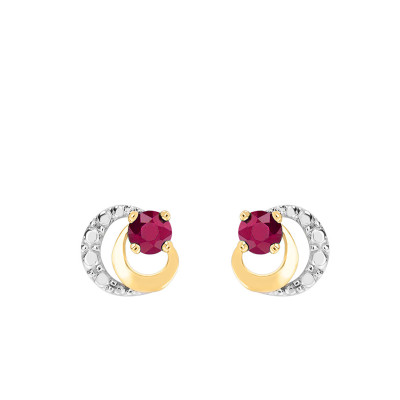 Boucles d'oreilles 2 Ors 750 et Rubis - Joelli