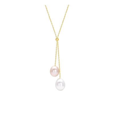 Collier duo perlé 7 mm, Or jaune - Emanessence