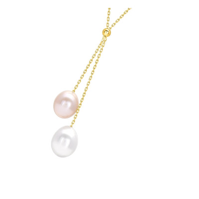 Collier duo perlé 7 mm, Or jaune - Emanessence