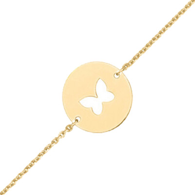 Bracelet Jeton Papillon Ajouré, Or Jaune 375, 14cm - Bambins