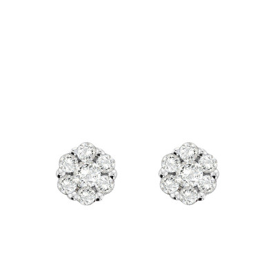 Boucles d'oreilles Marguerite, Or blanc 750 & Diamants - Juweel