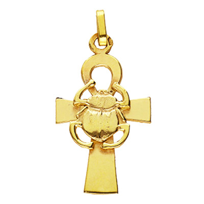 Croix de vie Scarabée, Or Jaune, 23x15mm - Lucas Lucor