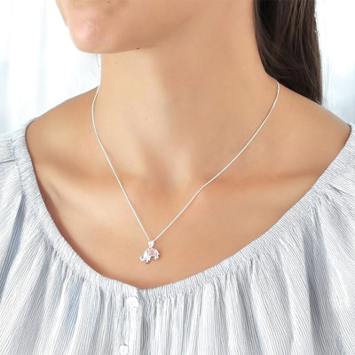 Pendentif Éléphant, Œil de Chat & Argent - Bambins