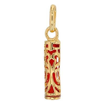 Pendentif Tiki Force, Plaqué Or & Résine Corail - Rosatella