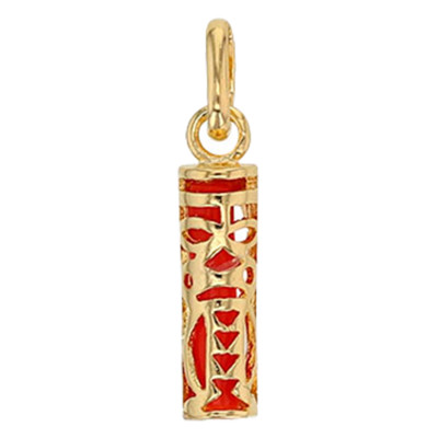 Pendentif Tiki Tendresse, Plaqué Or & Résine Corail - Rosatella