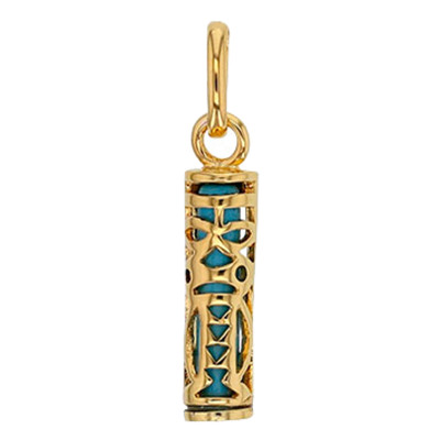 Pendentif Tiki Tendresse, Plaqué Or & Résine Bleue - Rosatella