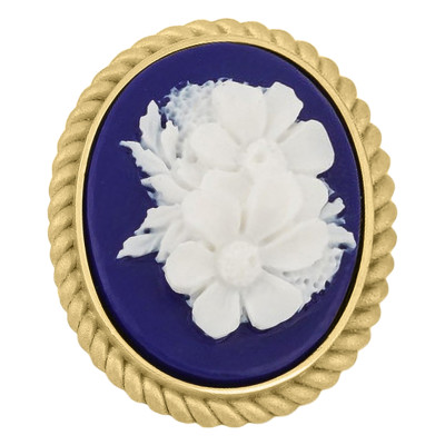 Broche Camée Ovale Fleuri, Argent Doré - Emanessence
