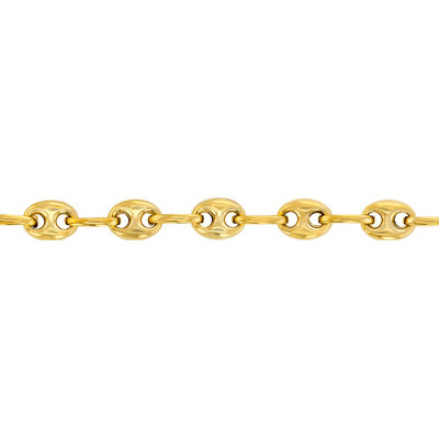 Bracelet Grain de Café Creux, Or jaune 375, 19 cm - Manillon