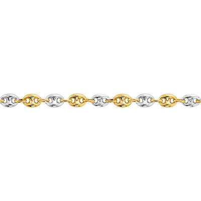 Bracelet Grain de Café Creux, 2 Ors 750, 20 cm - Manillon