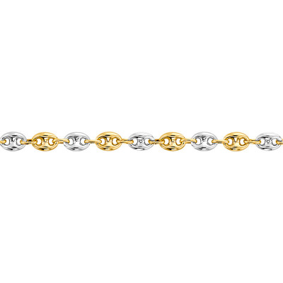 Bracelet Grain de Café Creux, 2 Ors 750, 21 cm - Manillon